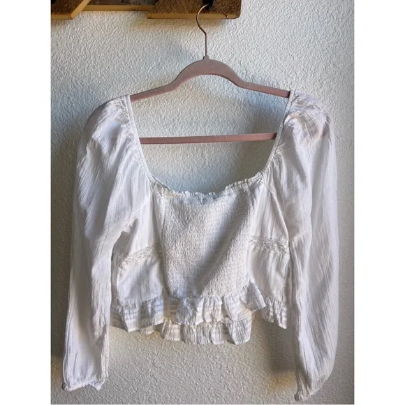 American Eagle White Lace Crochet Victorian Corset Crop Top MD - Picture 9 of 9